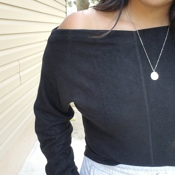 FLASHSALE⚡JUST FOR FUN BLACK OFF SHOULDER SWEATER - Picture 16 of 16
